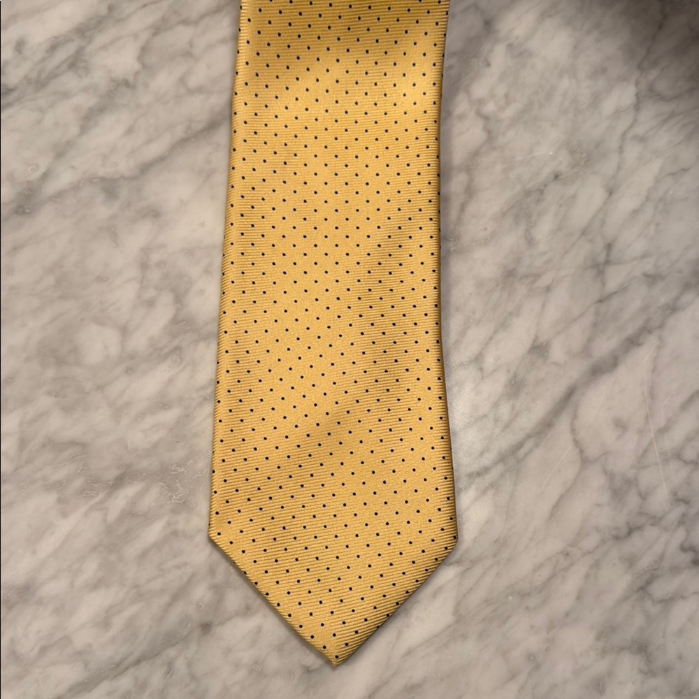 Paul Stuart Yellow and Black Dotted Tie